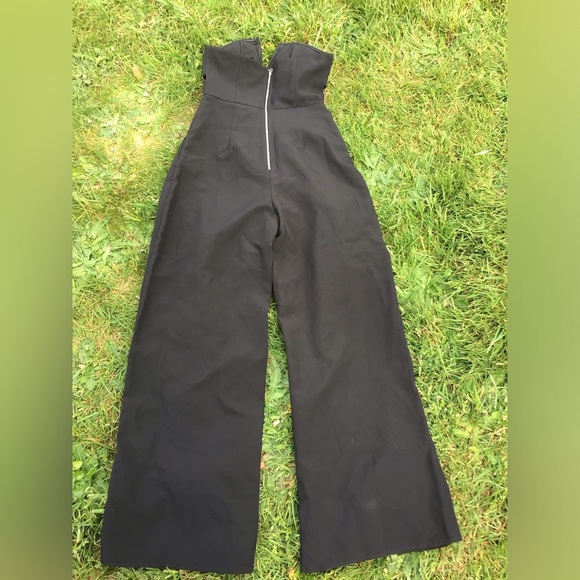 Luxxel Black Haven Strapless Split Wide Leg Jumpsuit with Side Cut Outs Size S - Picture 8 of 8